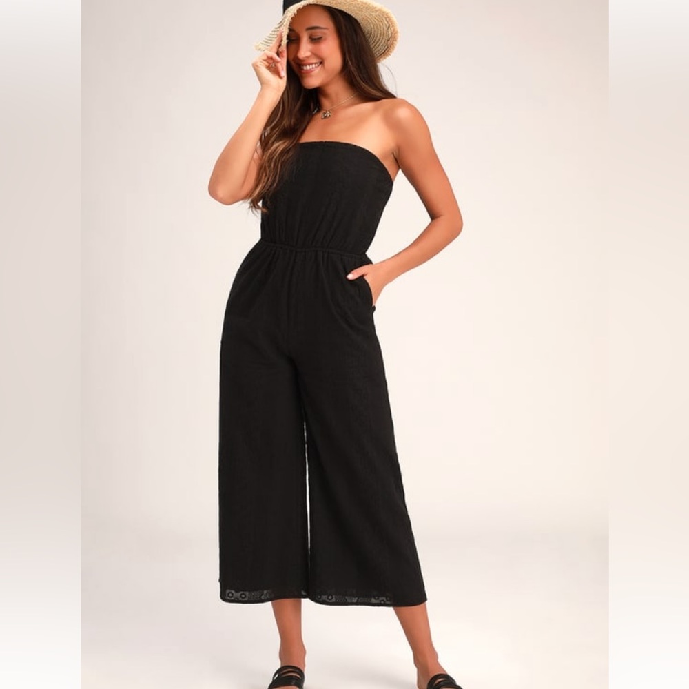 Lulus embroidered strapless jumpsuit